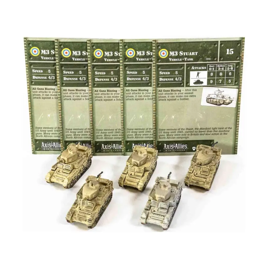 М3 Стюарт (U) x5, Axis & Allies - Collectible Miniatures Game - Base Set Singles
М3 Стюарт (U) x5, Axis & Allies - Collectible Miniatures Game - Base Set Singles