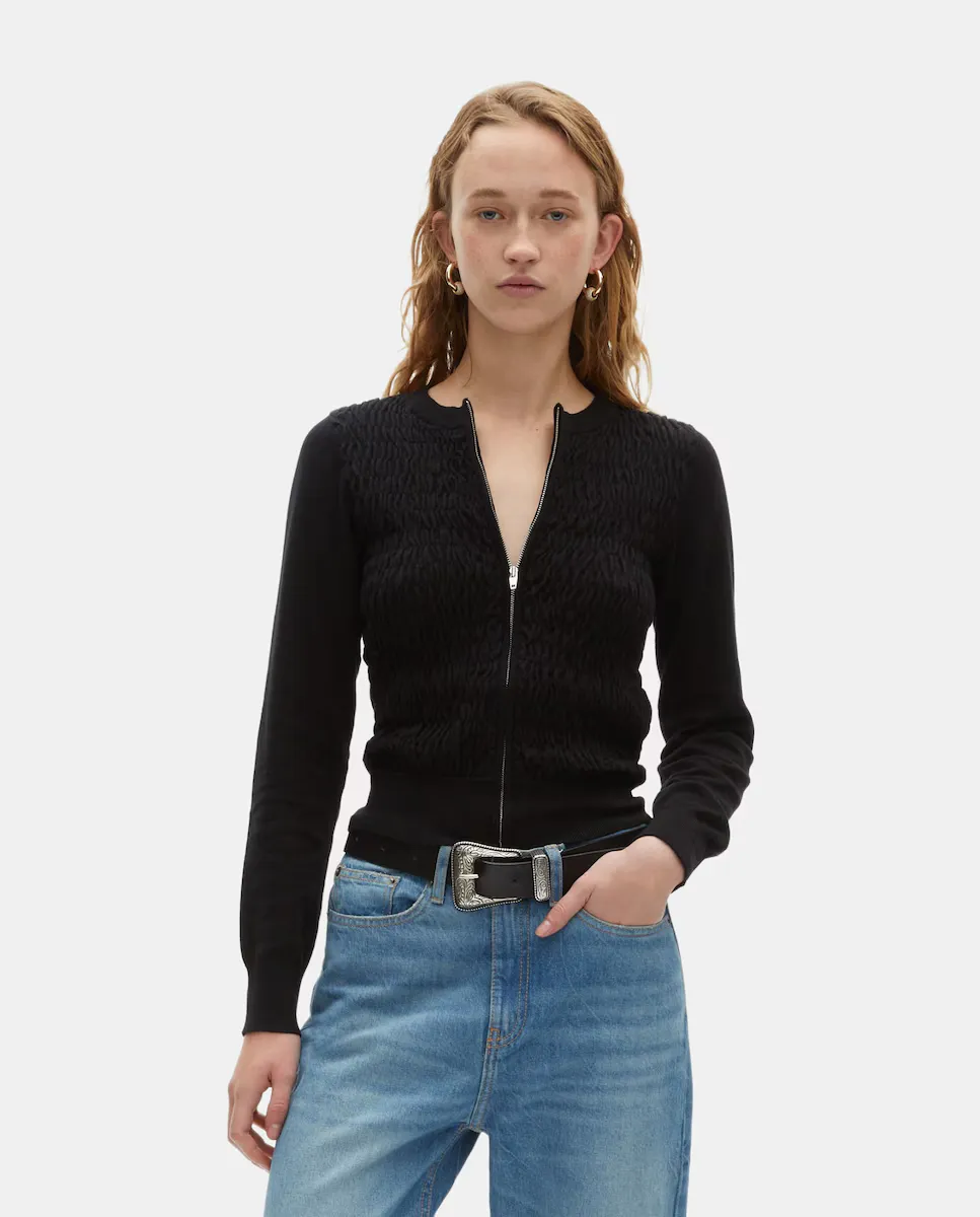 Женский хлопковый кардиган на молнии The Kooples, черный
Женский хлопковый кардиган на молнии The Kooples, черный