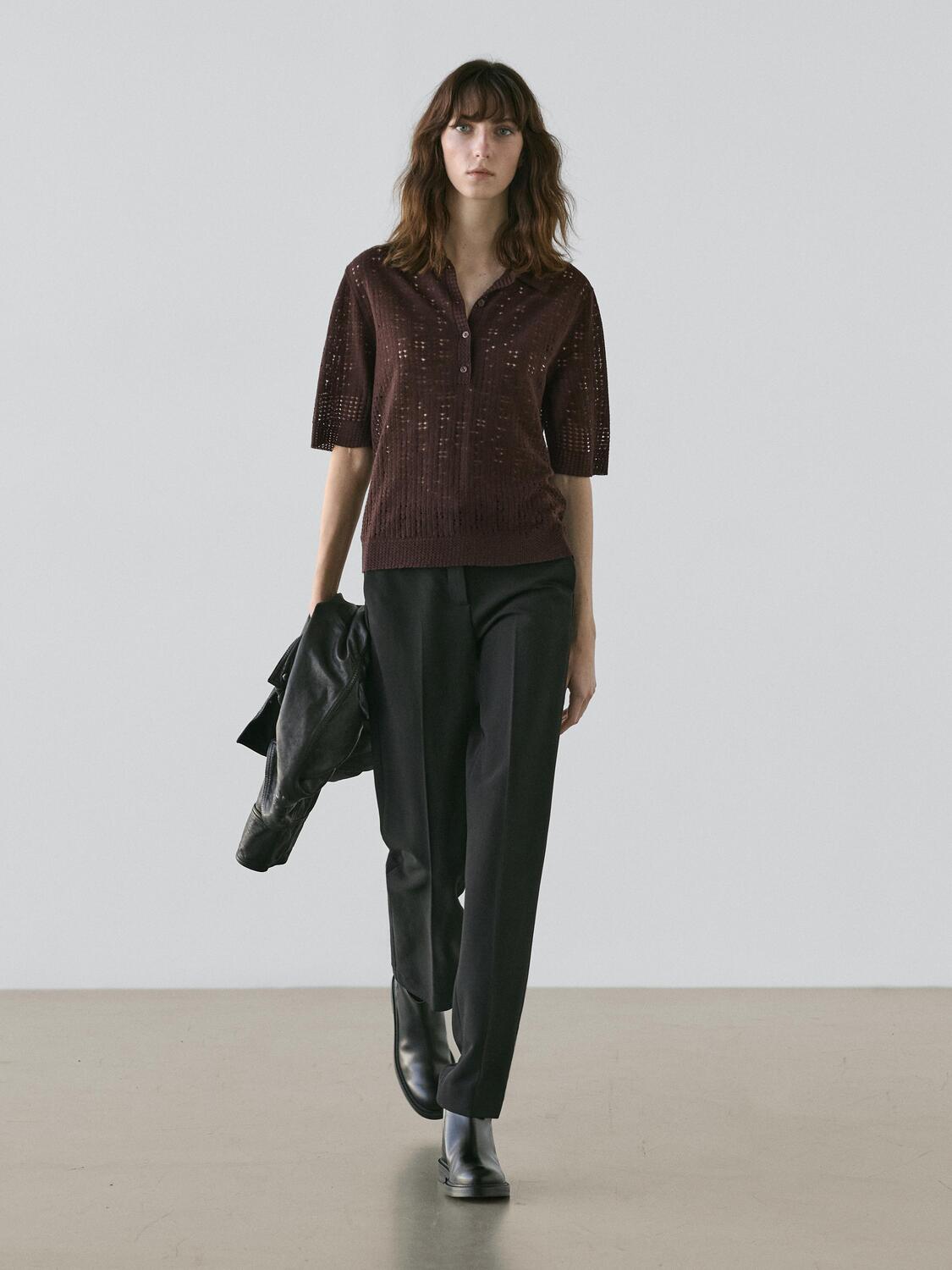 Вязаное поло из смесовой шерсти с коротким рукавом Massimo Dutti, chocolate, Коричневый, Вязаное поло из смесовой шерсти с коротким рукавом Massimo Dutti, chocolate
Вязаное поло из смесовой шерсти с коротким рукавом Massimo Dutti, chocolate, Коричневый, Вязаное поло из смесовой шерсти с коротким рукавом Massimo Dutti, chocolate