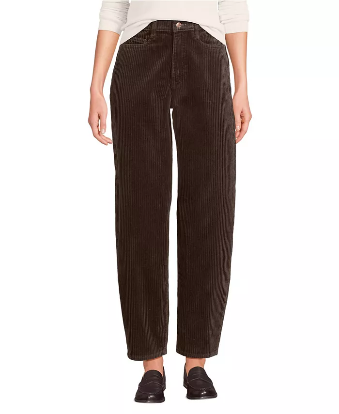 Женские укороченные брюки-бочонки завышенной талии из вельвета Lands' End, коричневый
Женские укороченные брюки-бочонки завышенной талии из вельвета Lands' End, коричневый