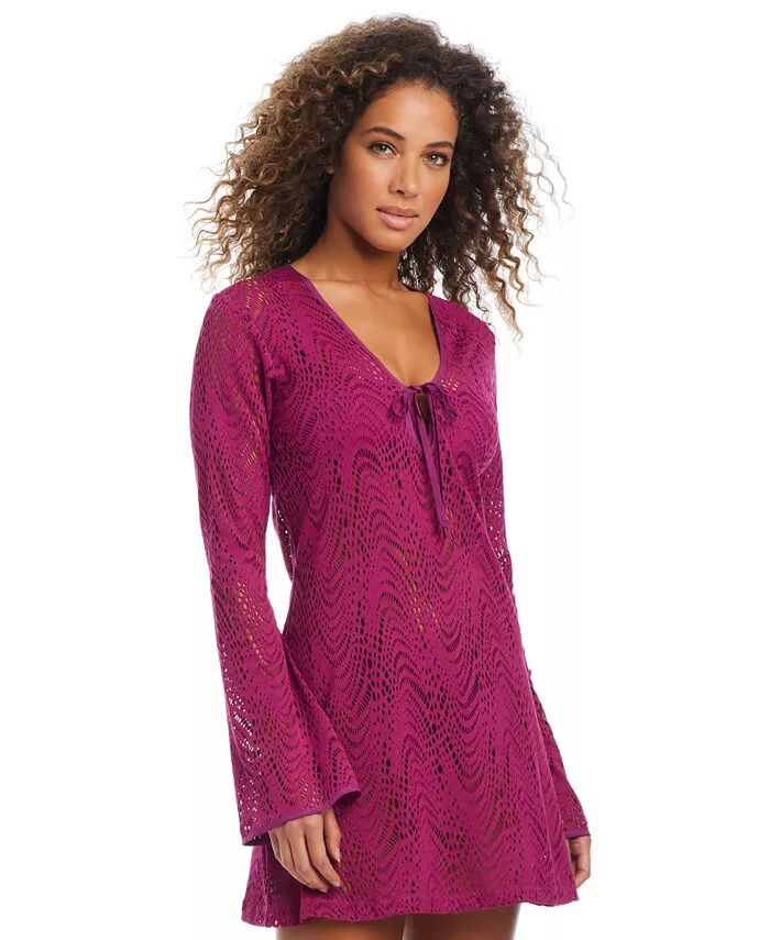 Женское вязаное крючком платье-накидка с глубоким вырезом Bar III, фиолетовый
Женское вязаное крючком платье-накидка с глубоким вырезом Bar III, фиолетовый