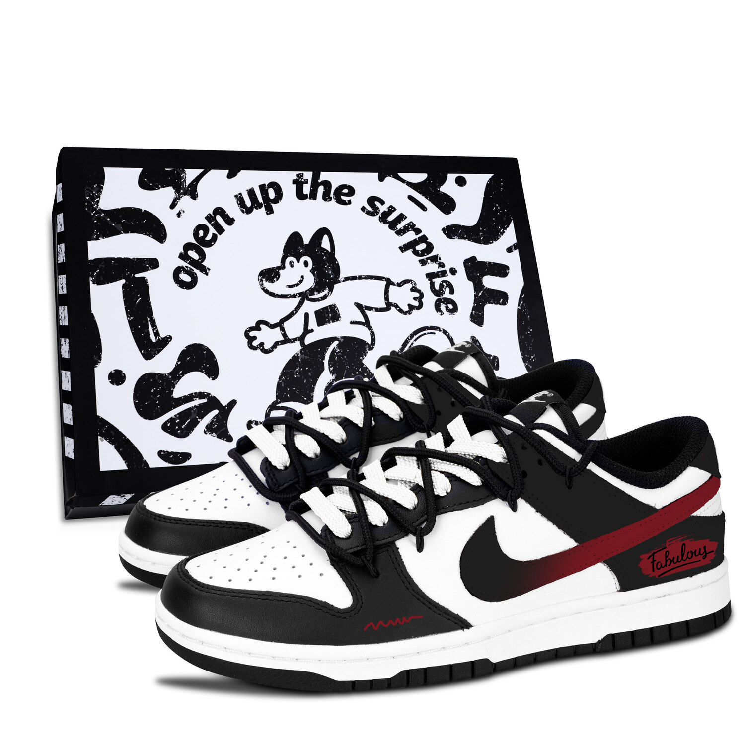 Nike Dunk Black White, Black Crimson Radiance Abrasion Resistant Low top Skateboard Shoes Unisex Red
Nike Dunk Black White, Black Crimson Radiance Abrasion Resistant Low top Skateboard Shoes Unisex Red