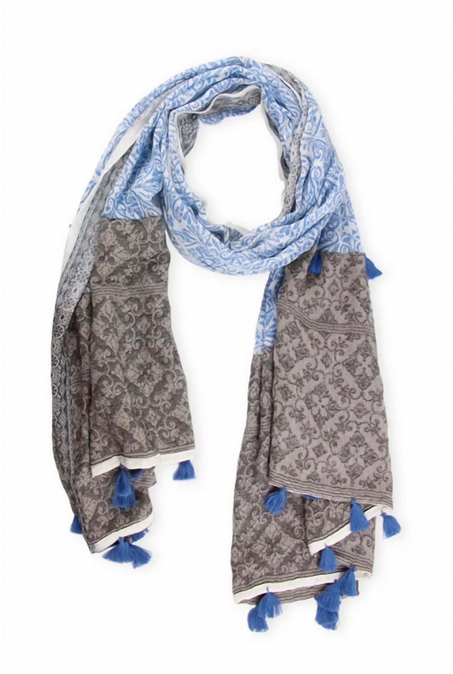 Хлопковый шарф с кисточками синего цвета Saachi
Хлопковый шарф с кисточками синего цвета Saachi