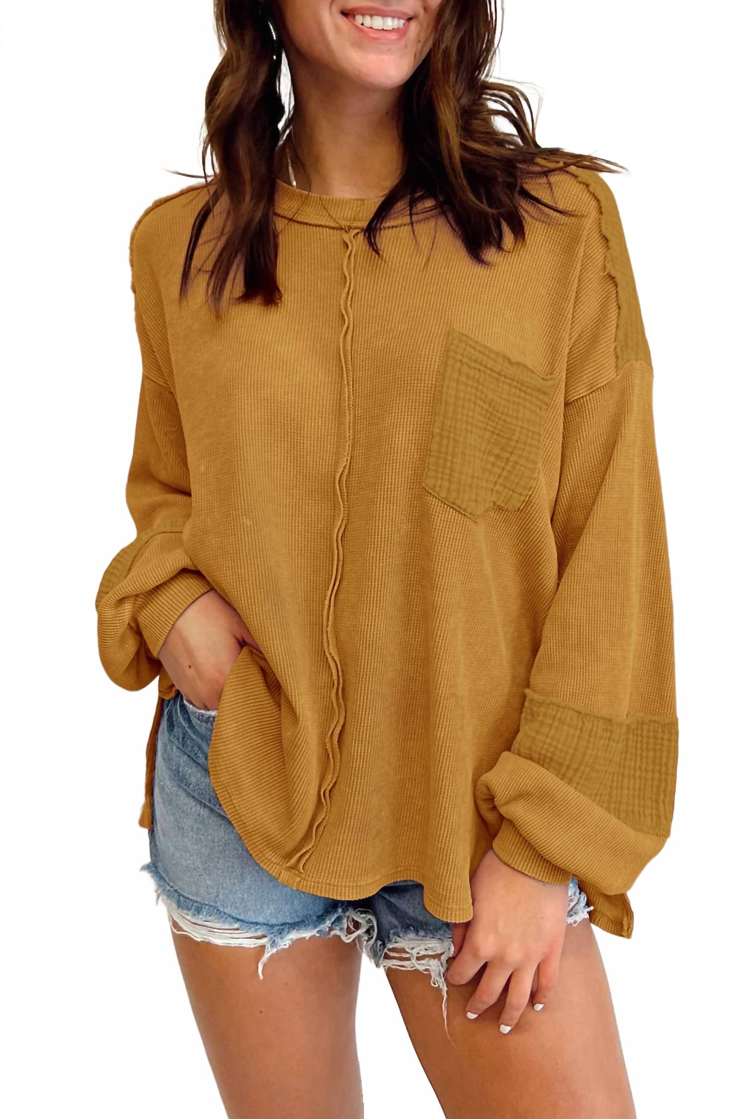 Вязаный топ с длинными рукавами и пэчворк-узорами в цвете горчичный Shewin, Mustard
Вязаный топ с длинными рукавами и пэчворк-узорами в цвете горчичный Shewin, Mustard