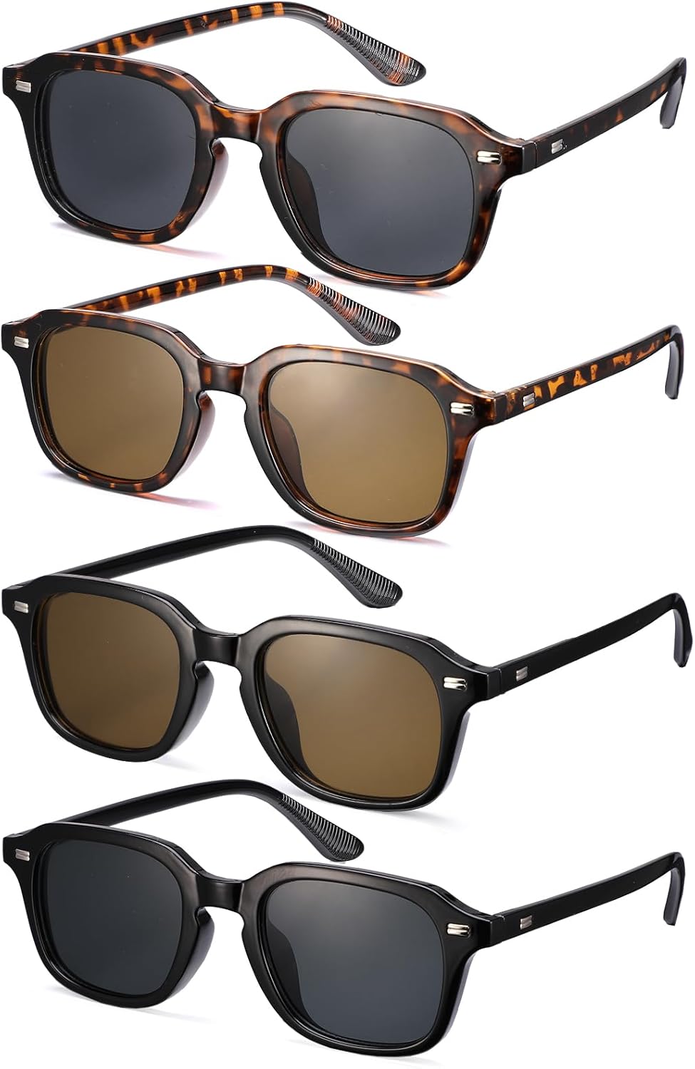 JATEBI 4 пары ретро поляризованных солнцезащитных очков для женщин, прямоугольные солнцезащитные очки, модные винтажные очки 90-х годов с защитой от УФ-излучения UV400, Black, Brown
JATEBI 4 пары ретро поляризованных солнцезащитных очков для женщин, прямоугольные солнцезащитные очки, модные винтажные очки 90-х годов с защитой от УФ-излучения UV400, Black, Brown