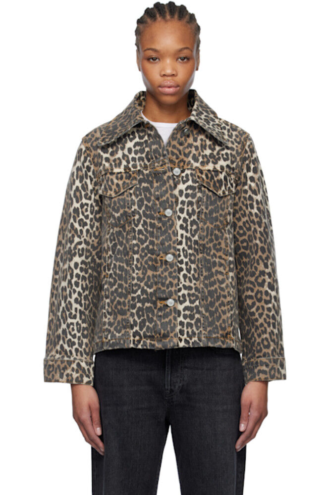 Коричневая джинсовая куртка с леопардовым принтом GANNI
Коричневая джинсовая куртка с леопардовым принтом GANNI