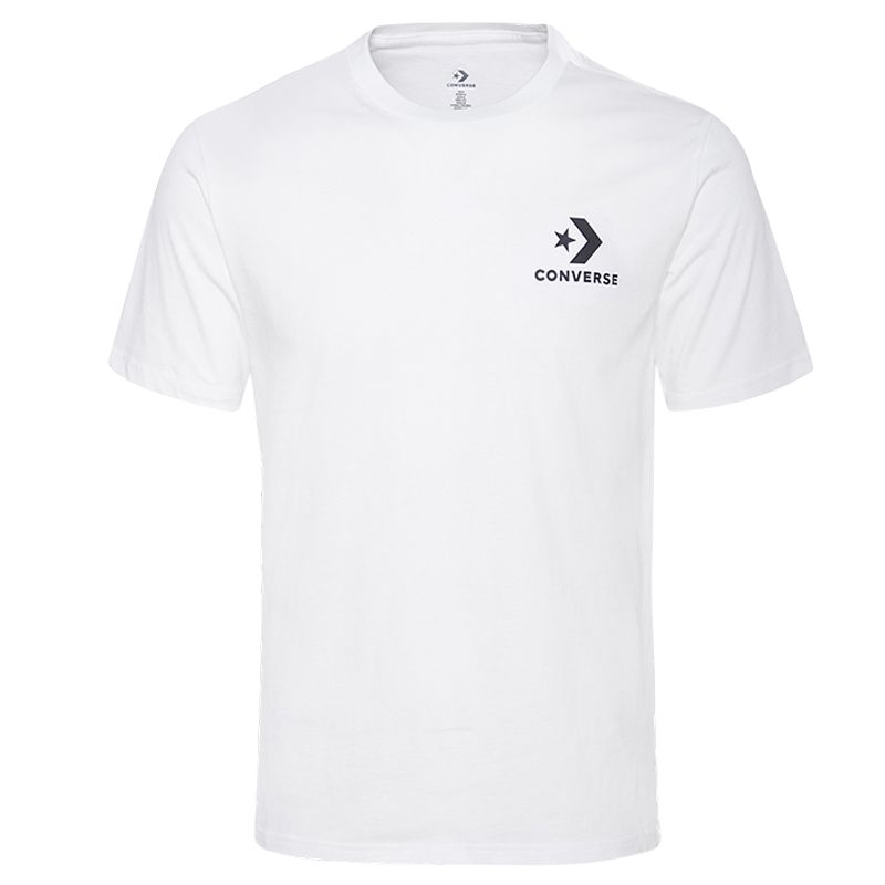 Футболка мужская белая Converse с узором звезда и шеврон
Футболка мужская белая Converse с узором звезда и шеврон