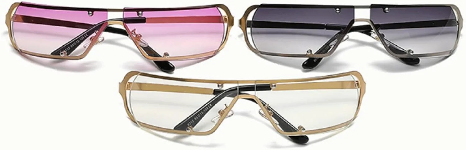 Женские панк-солнцезащитные очки без оправы, модные, с полой оправой, стильные, мужские солнцезащитные очки с защитой от УФ-излучения UV400 VVTWSSW, Gold-clear
Женские панк-солнцезащитные очки без оправы, модные, с полой оправой, стильные, мужские солнцезащитные очки с защитой от УФ-излучения UV400 VVTWSSW, Gold-clear