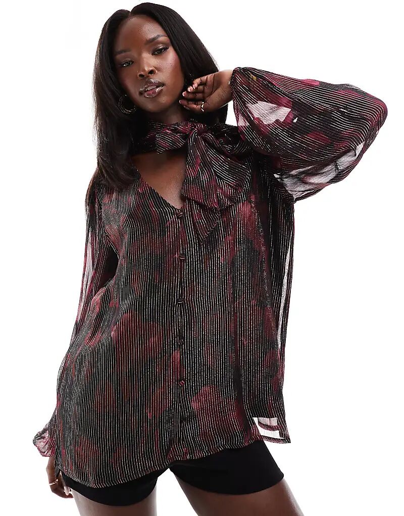 Блузка с длинными рукавами и металлическим принтом, с завязкой на шее, красного цвета Finding Friday
Блузка с длинными рукавами и металлическим принтом, с завязкой на шее, красного цвета Finding Friday