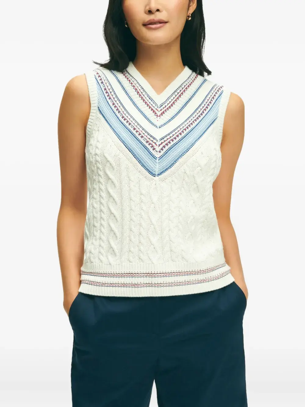 Свитер фактурной вязки с V-образным вырезом Brooks Brothers, белый
Свитер фактурной вязки с V-образным вырезом Brooks Brothers, белый