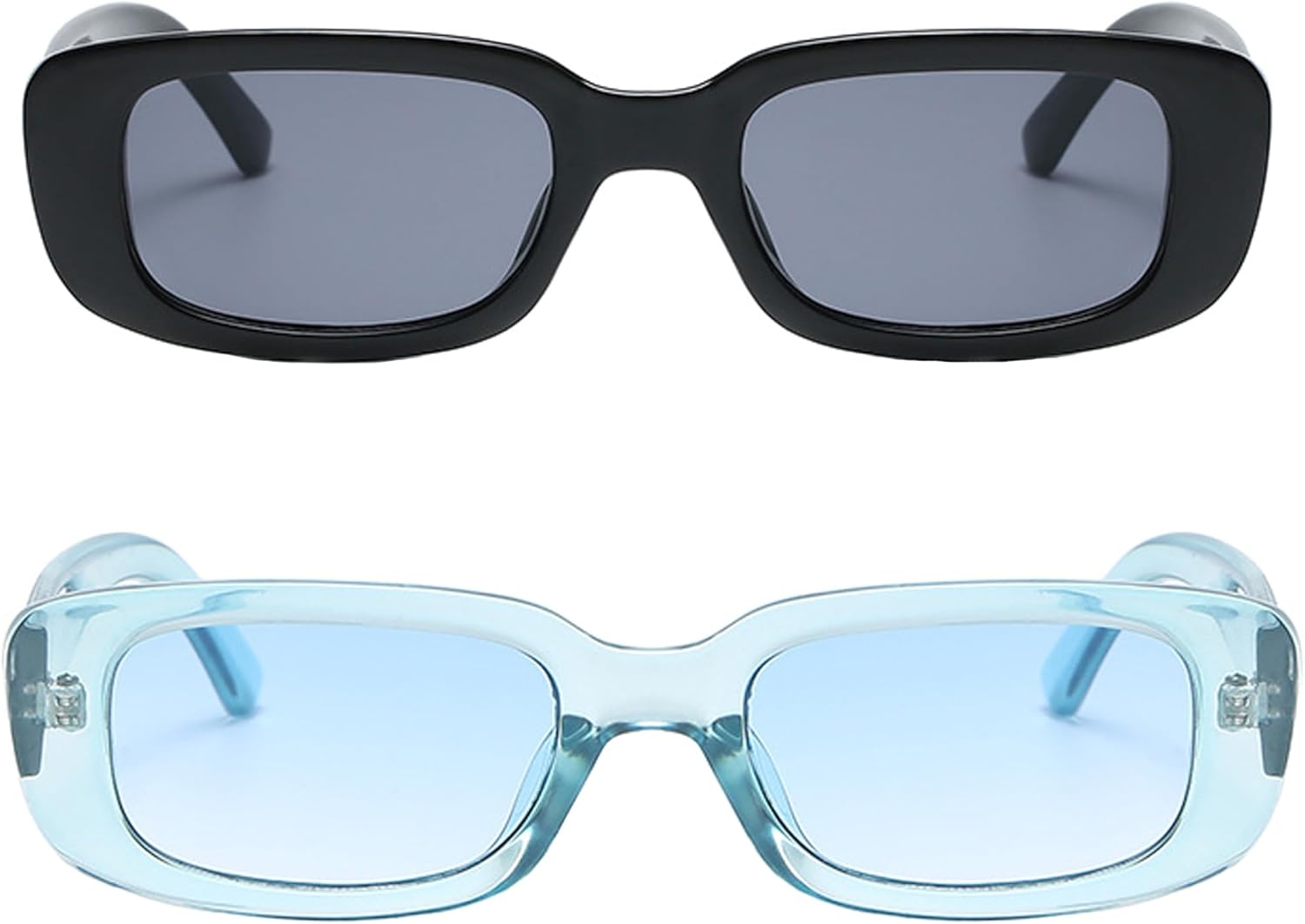 Солнцезащитные очки в стиле ретро прямоугольной формы для женщин и мужчин, маленькая квадратная оправа, комплект из 2 штук Teumire, Black/Black + Transparent Blue/Blue
Солнцезащитные очки в стиле ретро прямоугольной формы для женщин и мужчин, маленькая квадратная оправа, комплект из 2 штук Teumire, Black/Black + Transparent Blue/Blue