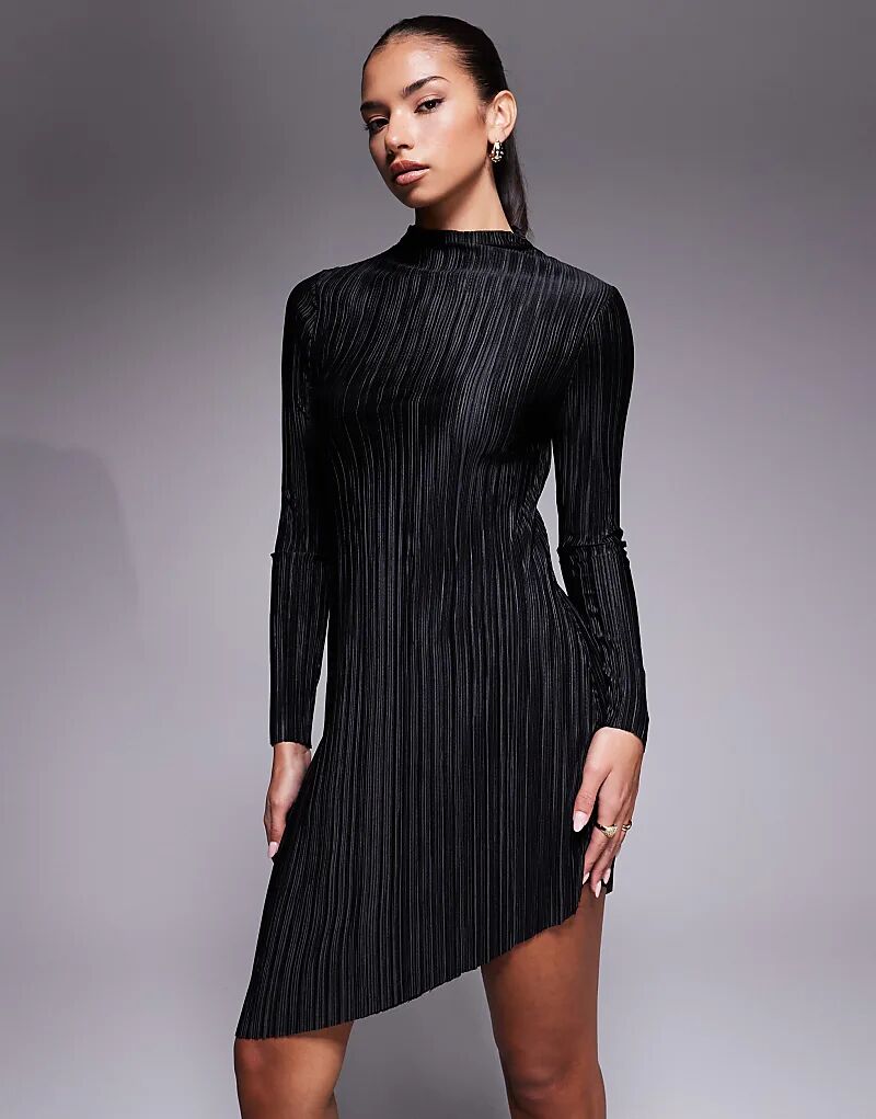 Мини-платье ASOS DESIGN с асимметричным подолом и плиссе, черное
Мини-платье ASOS DESIGN с асимметричным подолом и плиссе, черное