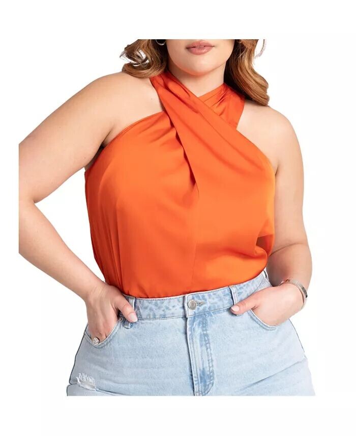 Топ больших размеров с бретелькой на шее ELOQUII, оранжевый
Топ больших размеров с бретелькой на шее ELOQUII, оранжевый