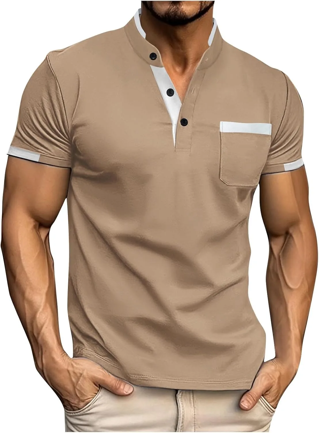 Футболка-поло Henley для мужчин, летняя, спортивная, с коротким рукавом
Футболка-поло Henley для мужчин, летняя, спортивная, с коротким рукавом