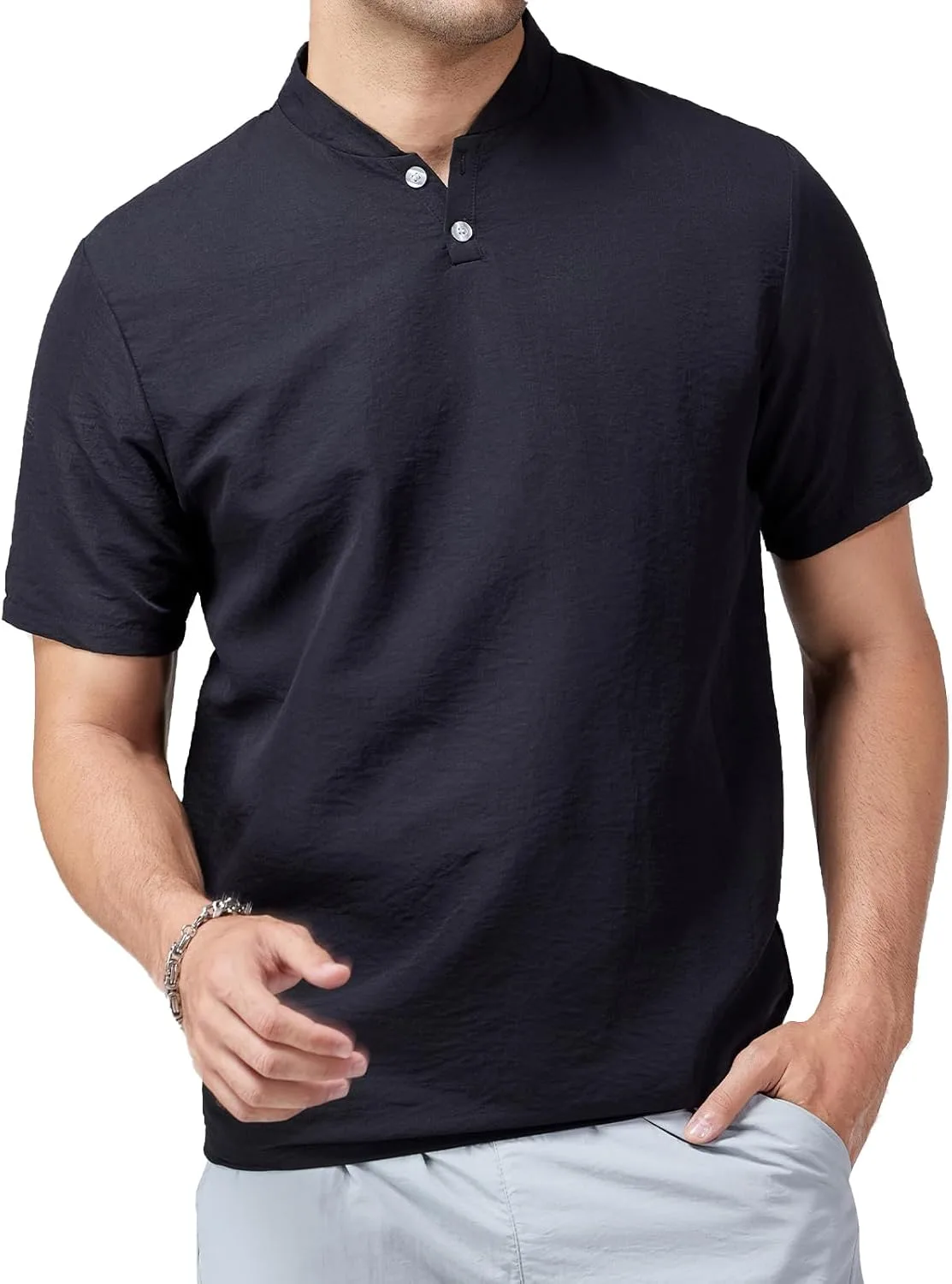 Мужская повседневная рубашка хенли с коротким рукавом LAITIMIA
Мужская повседневная рубашка хенли с коротким рукавом LAITIMIA