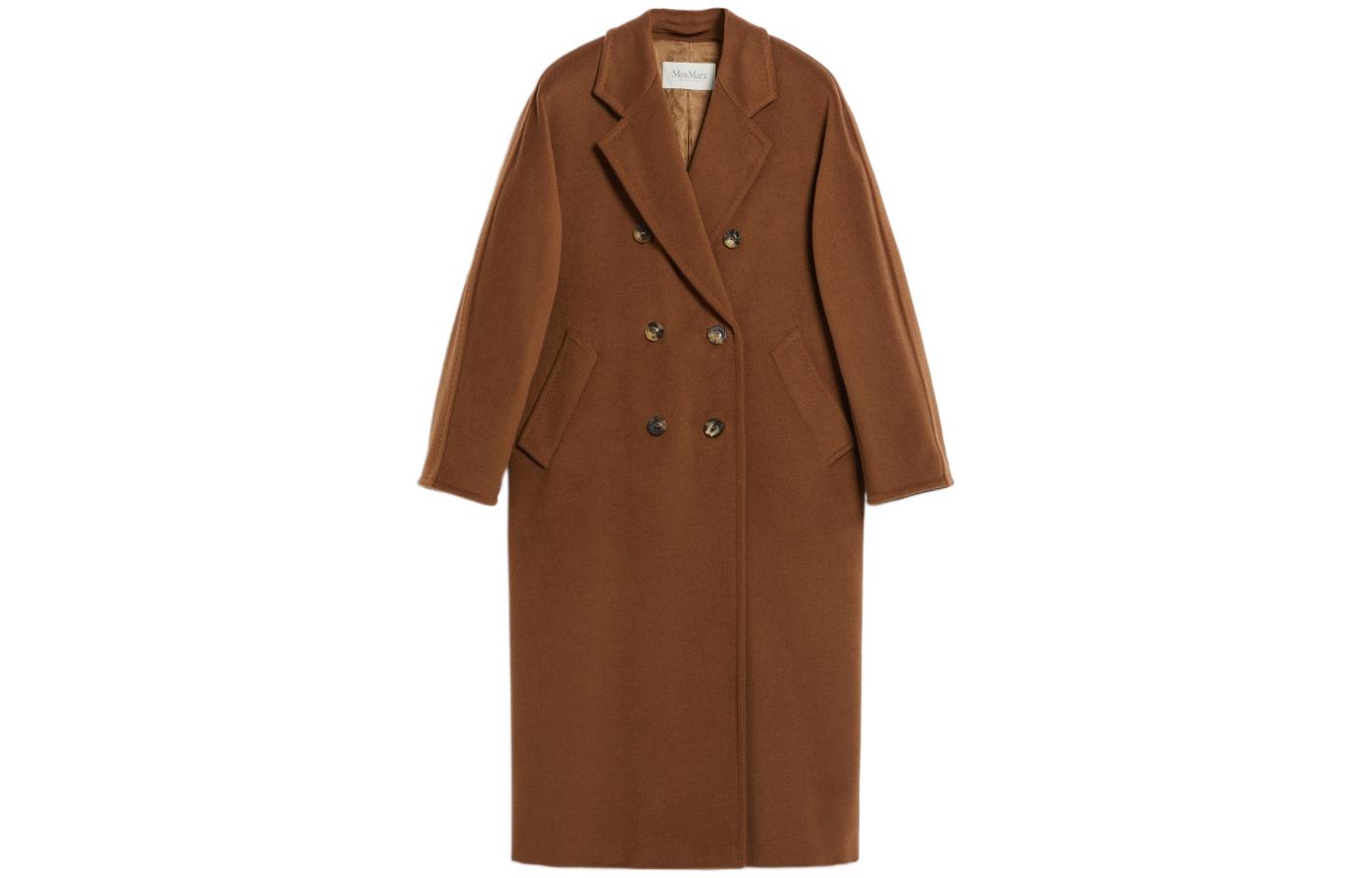 Max Mara 101801 Двубортное шерстяное пальто MaxMara, Табак 
Max Mara 101801 Двубортное шерстяное пальто MaxMara, Табак