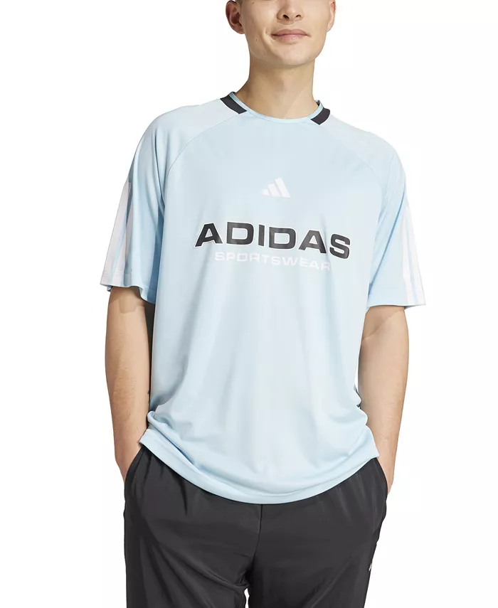 Мужская футболка с логотипом Nation Stripe adidas, синий 
Мужская футболка с логотипом Nation Stripe adidas, синий