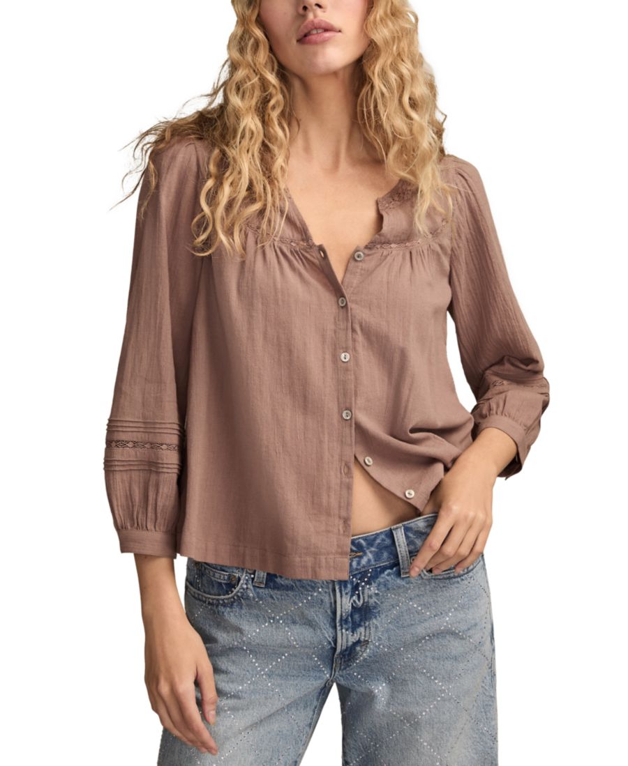 Женская кружевная рубашка с длинными рукавами Lucky Brand, Deep Taupe
Женская кружевная рубашка с длинными рукавами Lucky Brand, Deep Taupe
