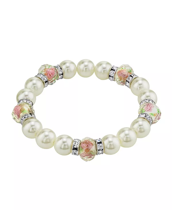 Браслет из розового цветка с искусственным жемчугом серебристого тона, с бусинами 2028, white
Браслет из розового цветка с искусственным жемчугом серебристого тона, с бусинами 2028, white
