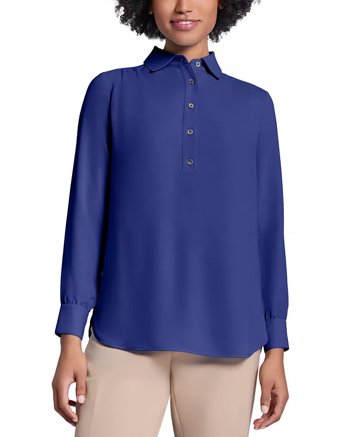 Женская блузка с воротником и пуговицами сбоку Petite Jones New York, синий
Женская блузка с воротником и пуговицами сбоку Petite Jones New York, синий