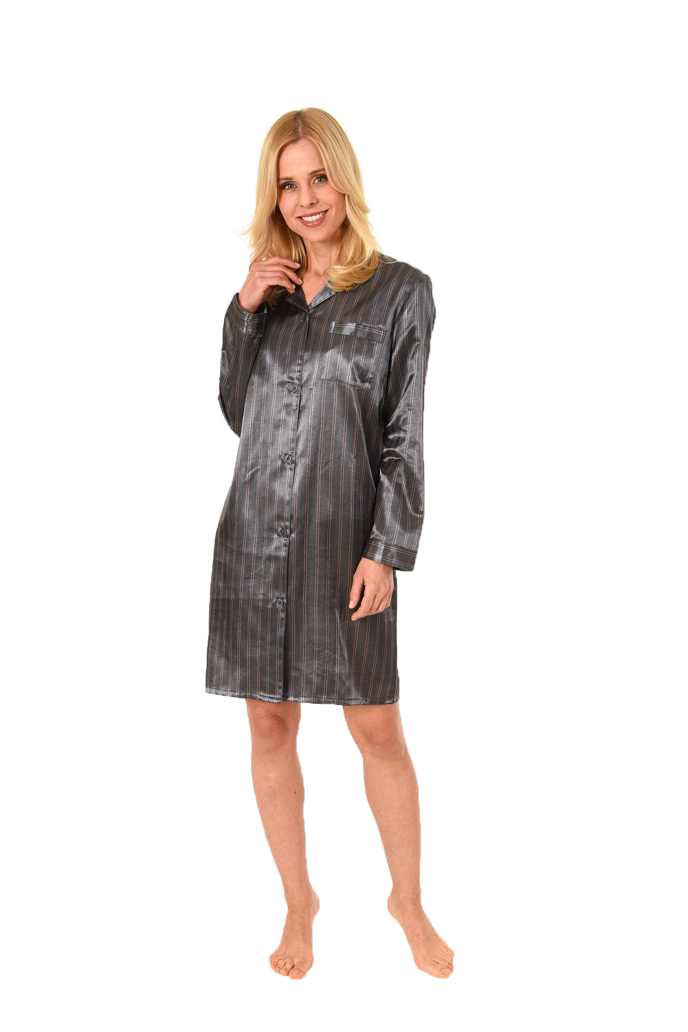 Ночная рубашка NORMANN Satin langen Ärmeln zum durchknöpfen, антрацит
Ночная рубашка NORMANN Satin langen Ärmeln zum durchknöpfen, антрацит