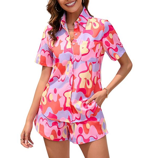 Женский повседневный комплект из 2 предметов: рубашка на пуговицах и шорты Kojooin, Purple Pink
Женский повседневный комплект из 2 предметов: рубашка на пуговицах и шорты Kojooin, Purple Pink