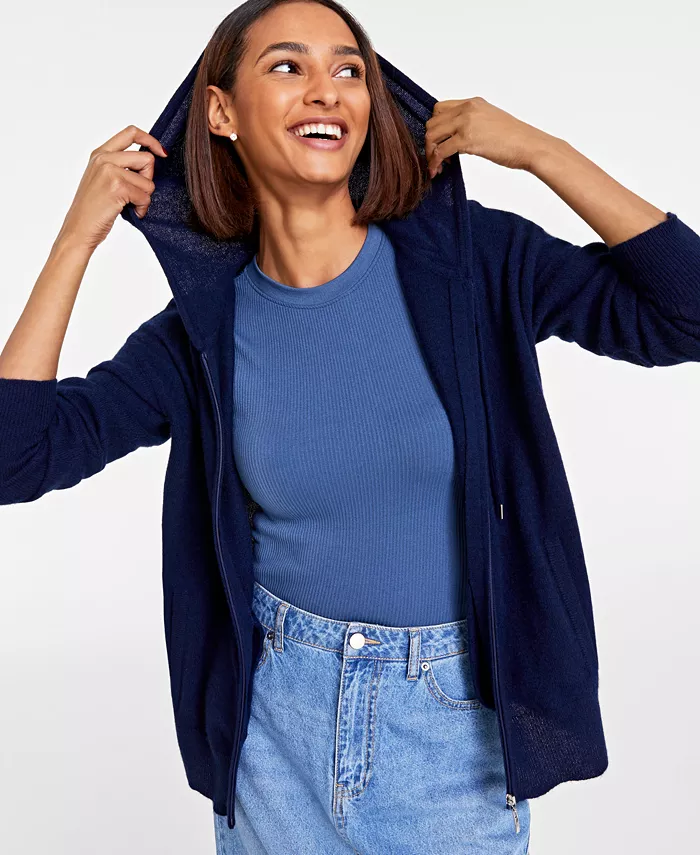 Миниатюрная толстовка с капюшоном на молнии из 100% кашемира Charter Club, синий
Миниатюрная толстовка с капюшоном на молнии из 100% кашемира Charter Club, синий