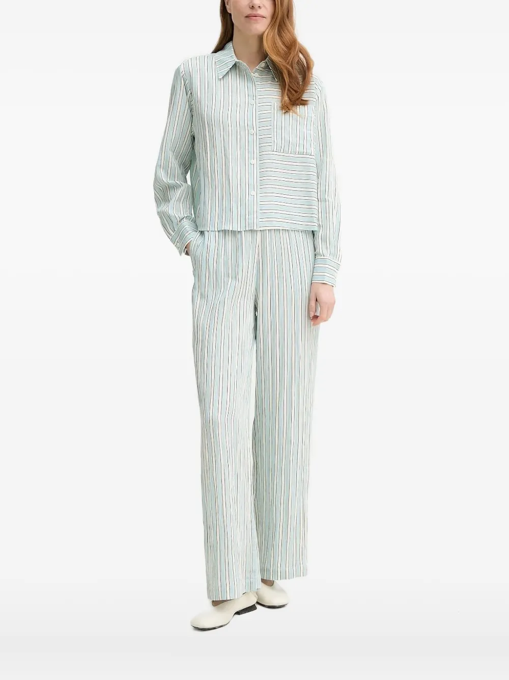 Рубашка с полосатыми вставками Marc O'Polo, синий 
Рубашка с полосатыми вставками Marc O'Polo, синий