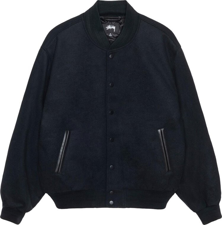 Куртка Stussy Sport Melton Varsity 'Black', черный 
Куртка Stussy Sport Melton Varsity 'Black', черный