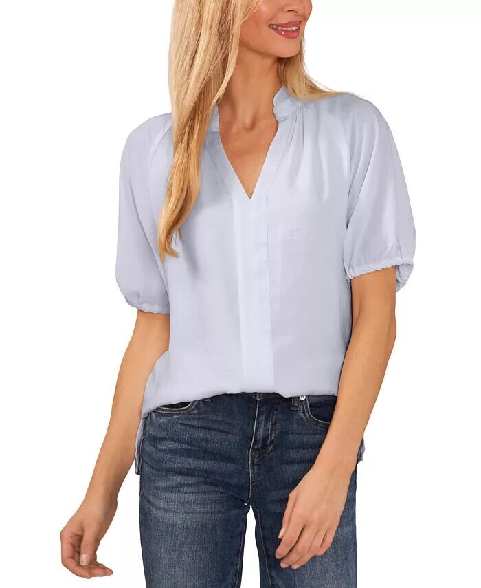 Женская блузка с короткими рукавами и рюшами на шее реглан с разрезом на шее CeCe, синий
Женская блузка с короткими рукавами и рюшами на шее реглан с разрезом на шее CeCe, синий