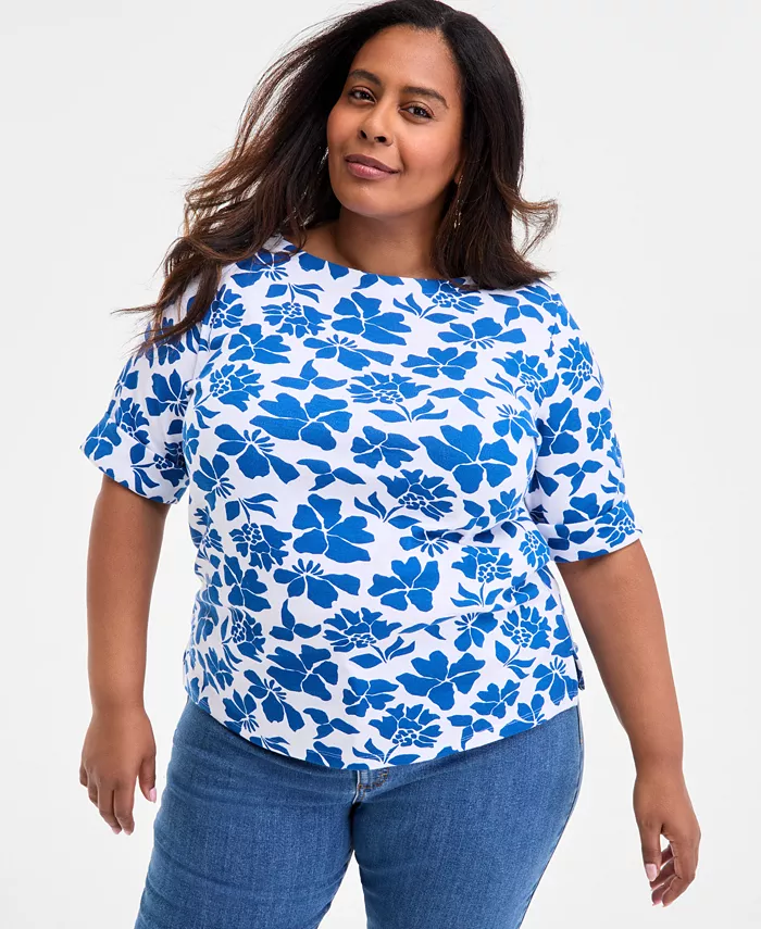 Топ с принтом и рукавом три четверти больших размеров Style & Co, синий
Топ с принтом и рукавом три четверти больших размеров Style & Co, синий