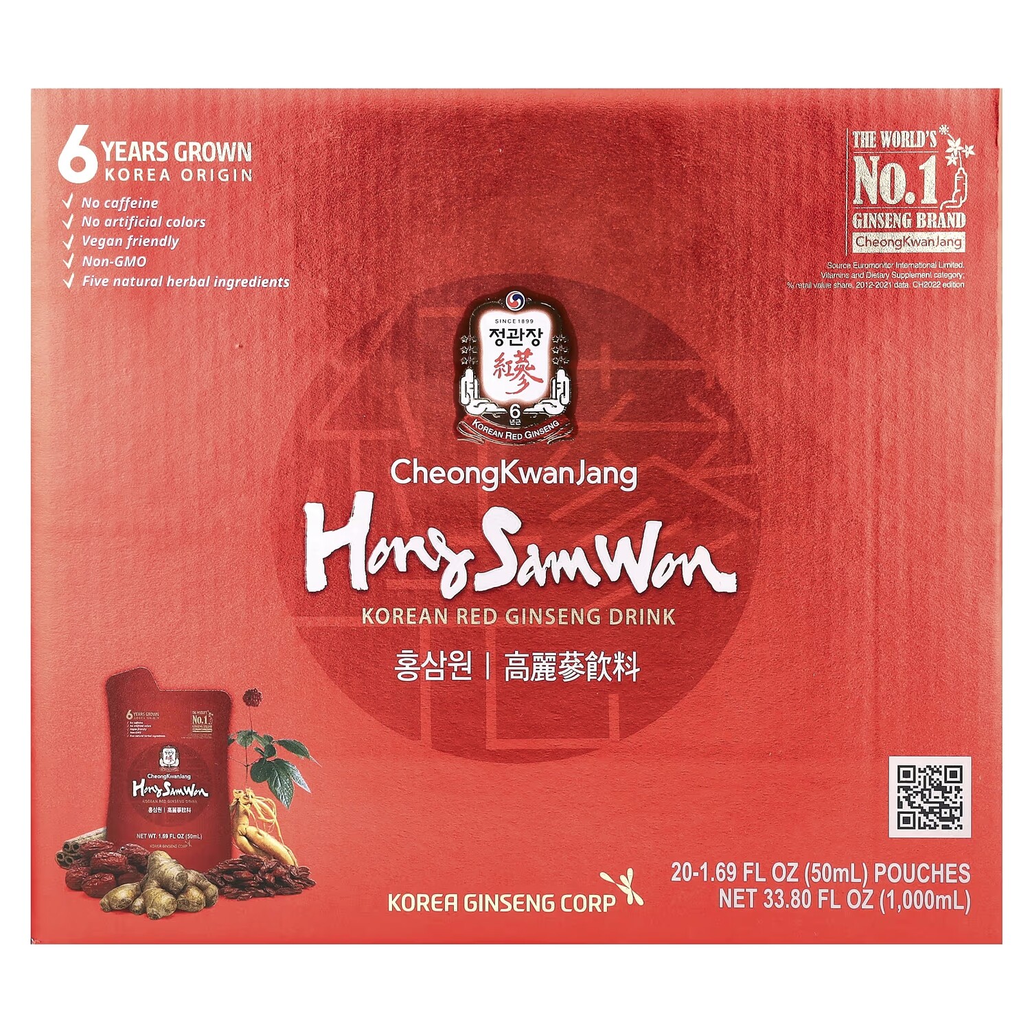 Корейский напиток CheongKwanJang Hong Sam Won из красного женьшеня, 20 пакетиков по 50 мл
Корейский напиток CheongKwanJang Hong Sam Won из красного женьшеня, 20 пакетиков по 50 мл