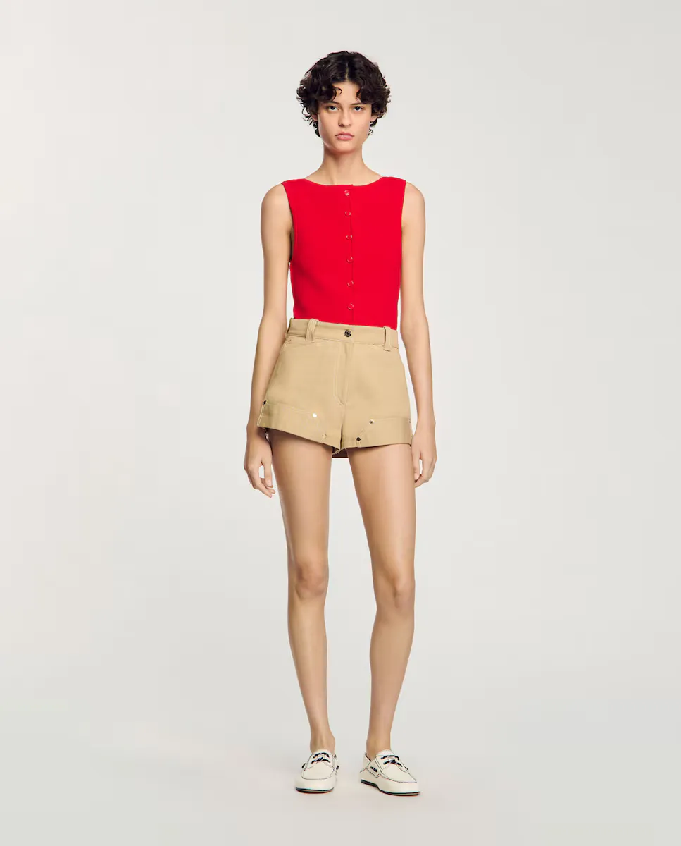 Женские плотницкие шорты со шлевками на талии Sandro, бежевый
Женские плотницкие шорты со шлевками на талии Sandro, бежевый