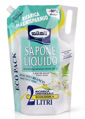 Белый мускус, жидкое мыло, 2л Milmil Sapone
Белый мускус, жидкое мыло, 2л Milmil Sapone
