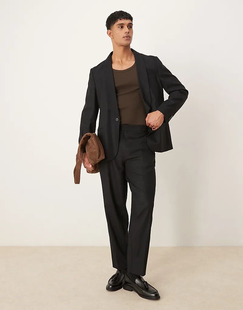 Зауженные брюки свободного кроя из льняной смеси ASOS DESIGN из черного твила
Зауженные брюки свободного кроя из льняной смеси ASOS DESIGN из черного твила