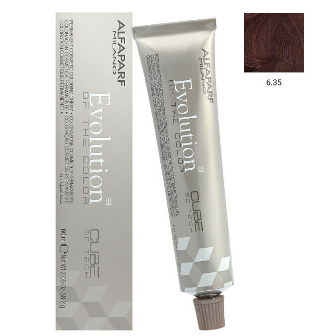 Стойкая краска для волос - цвет 6.35 темно-золотистый махагоновый блондин Alfaparf Evolution Of The Color Cube, 60 мл
Стойкая краска для волос - цвет 6.35 темно-золотистый махагоновый блондин Alfaparf Evolution Of The Color Cube, 60 мл