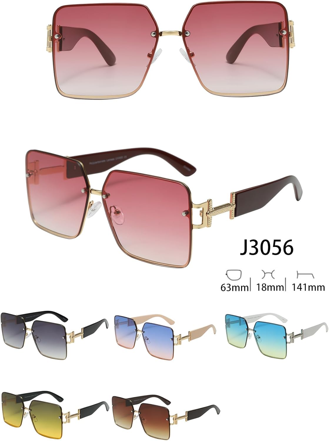 Набор из 12 солнцезащитных очков в квадратной оправе без оправы, защита UV400, градиентные линзы, оправы разных цветов, женская яркая и эффектная модель для вечеринок, артикул J3056 Generic, Brown
Набор из 12 солнцезащитных очков в квадратной оправе без оправы, защита UV400, градиентные линзы, оправы разных цветов, женская яркая и эффектная модель для вечеринок, артикул J3056 Generic, Brown