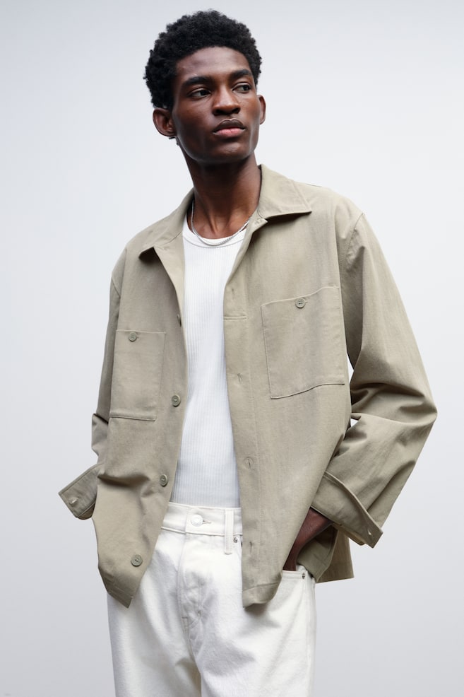 Рубашка свободного покроя. H&M, зеленый 
Рубашка свободного покроя. H&M, зеленый