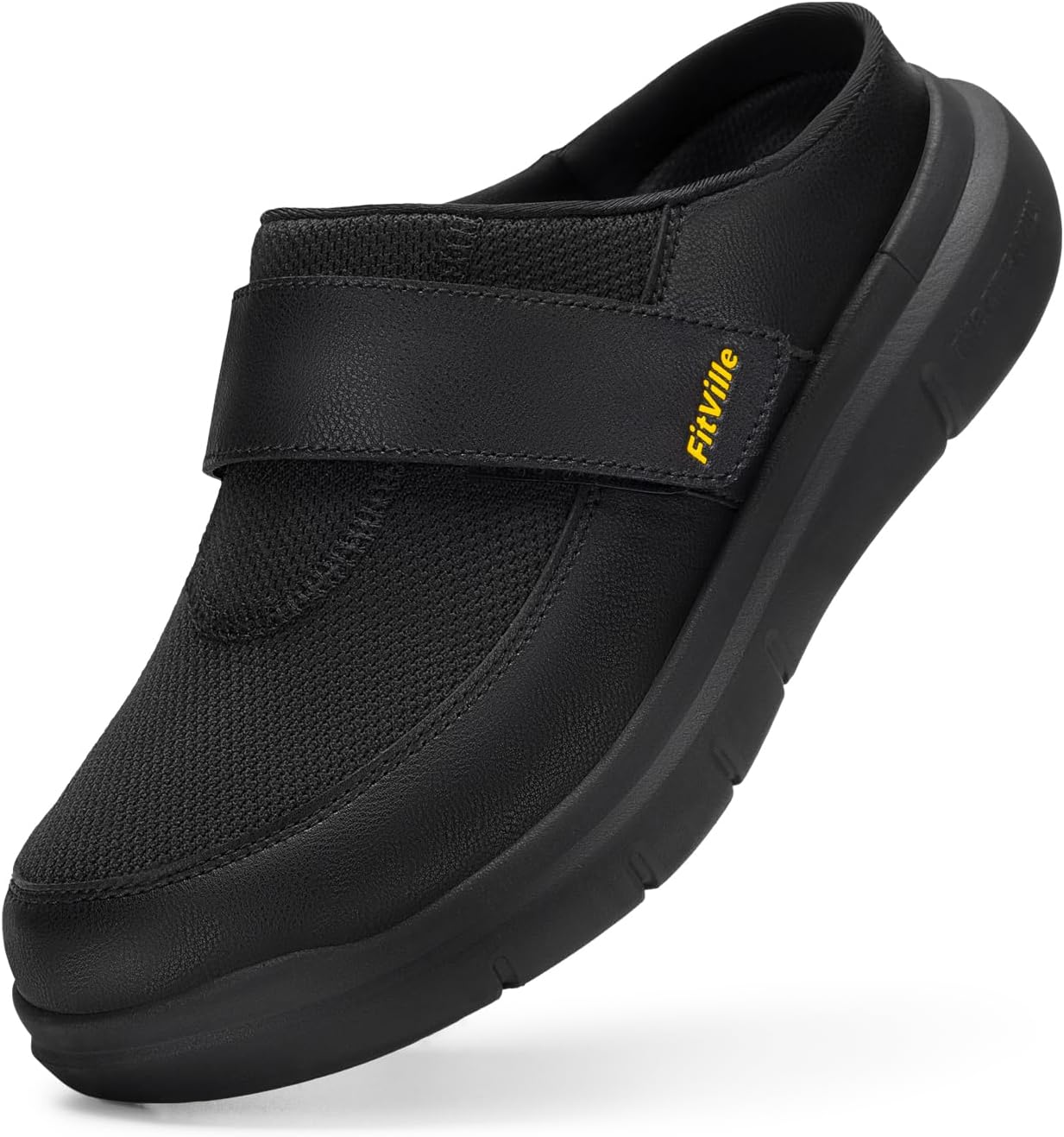 Мужские широкие тапочки FitVille, слипон, мужские сабо для отекших ног, регулируемые для дома, легкая обувь для ходьбы, черный
Мужские широкие тапочки FitVille, слипон, мужские сабо для отекших ног, регулируемые для дома, легкая обувь для ходьбы, черный