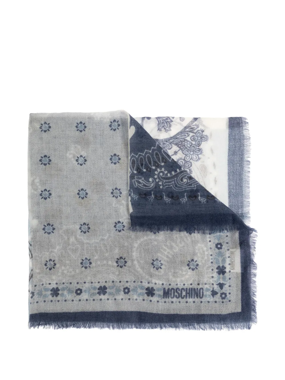 Кашемировый шарф с цветочно-пейсли узором Moschino, синий
Кашемировый шарф с цветочно-пейсли узором Moschino, синий