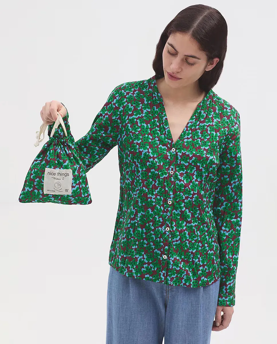 Женская хлопковая рубашка с цветочным принтом Nice Things, зеленый
Женская хлопковая рубашка с цветочным принтом Nice Things, зеленый