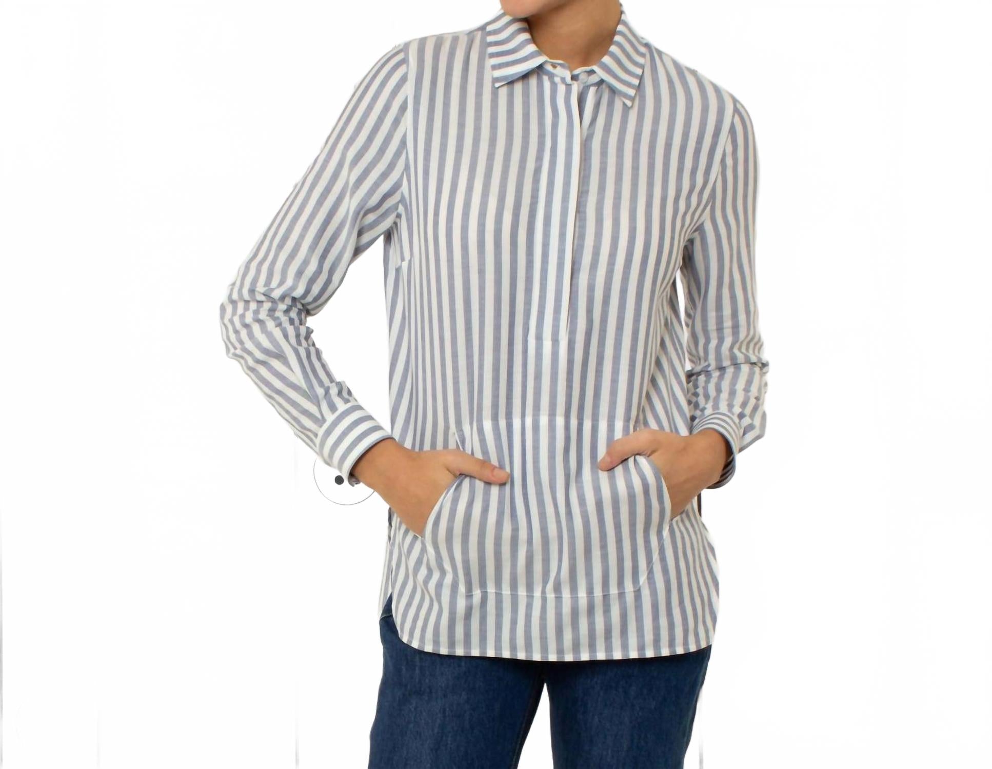 Трапециевидный пуловер в синюю полоску Thirteen Seven
Трапециевидный пуловер в синюю полоску Thirteen Seven