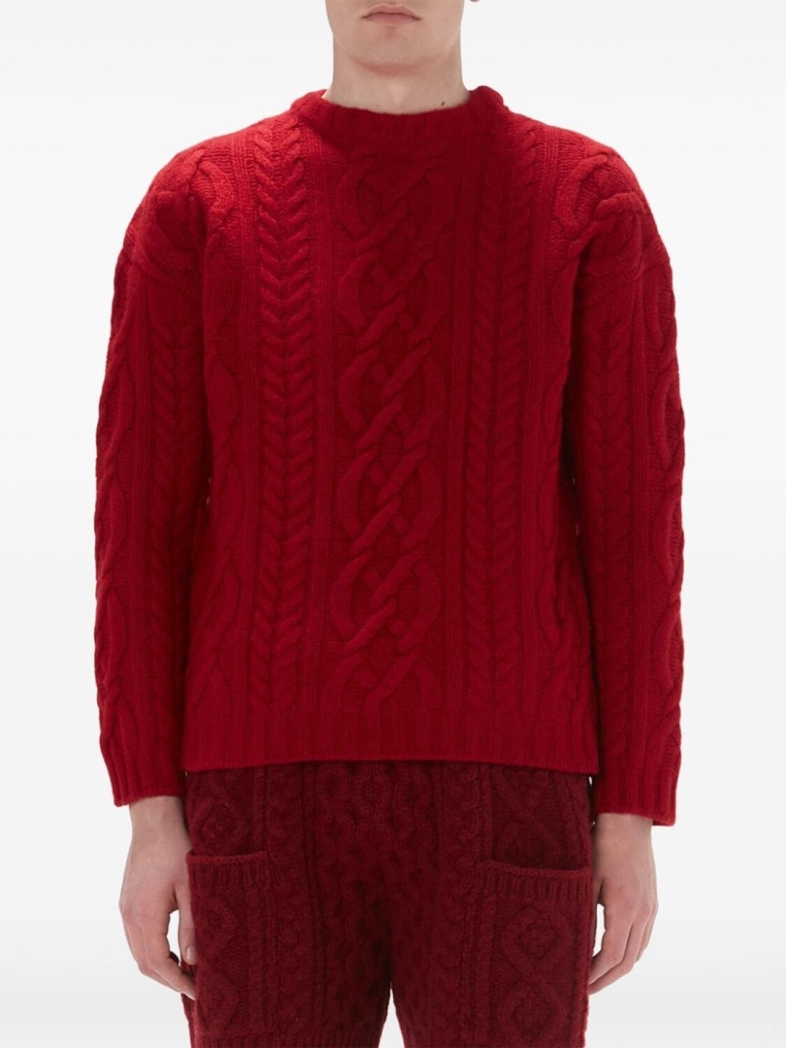 JW Anderson джемпер с круглым вырезом, связанный косами, красный 
JW Anderson джемпер с круглым вырезом, связанный косами, красный