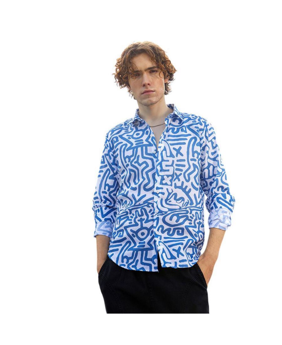 Мужская контрастная рубашка с граффити Campus Sutra, Blue
Мужская контрастная рубашка с граффити Campus Sutra, Blue