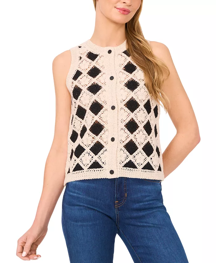 Женский хлопковый безрукавный кардиган с контрастным узором CeCe, мультиколор
Женский хлопковый безрукавный кардиган с контрастным узором CeCe, мультиколор