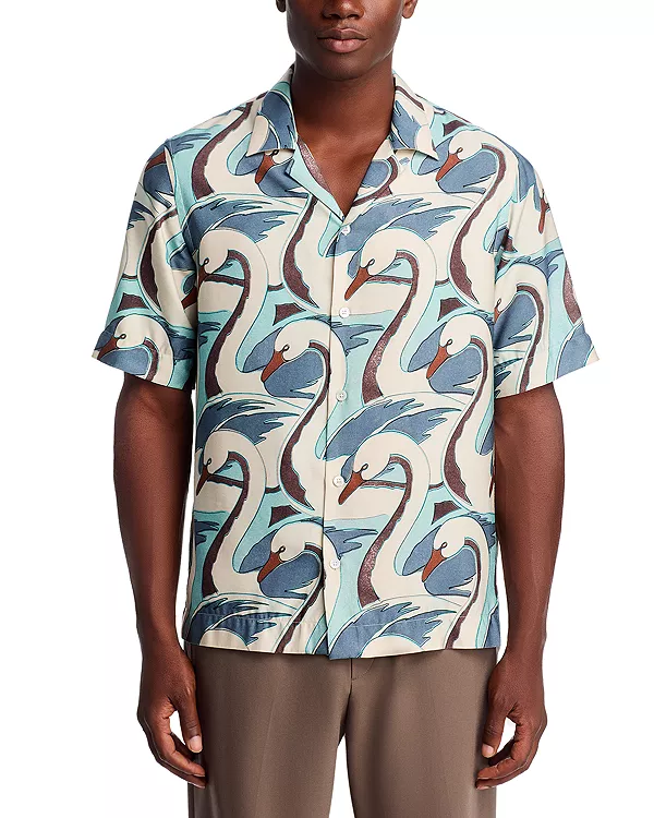 Рубашка с короткими рукавами и принтом лебедя, прямого кроя, на пуговицах. Paul Smith, мультиколор
Рубашка с короткими рукавами и принтом лебедя, прямого кроя, на пуговицах. Paul Smith, мультиколор
