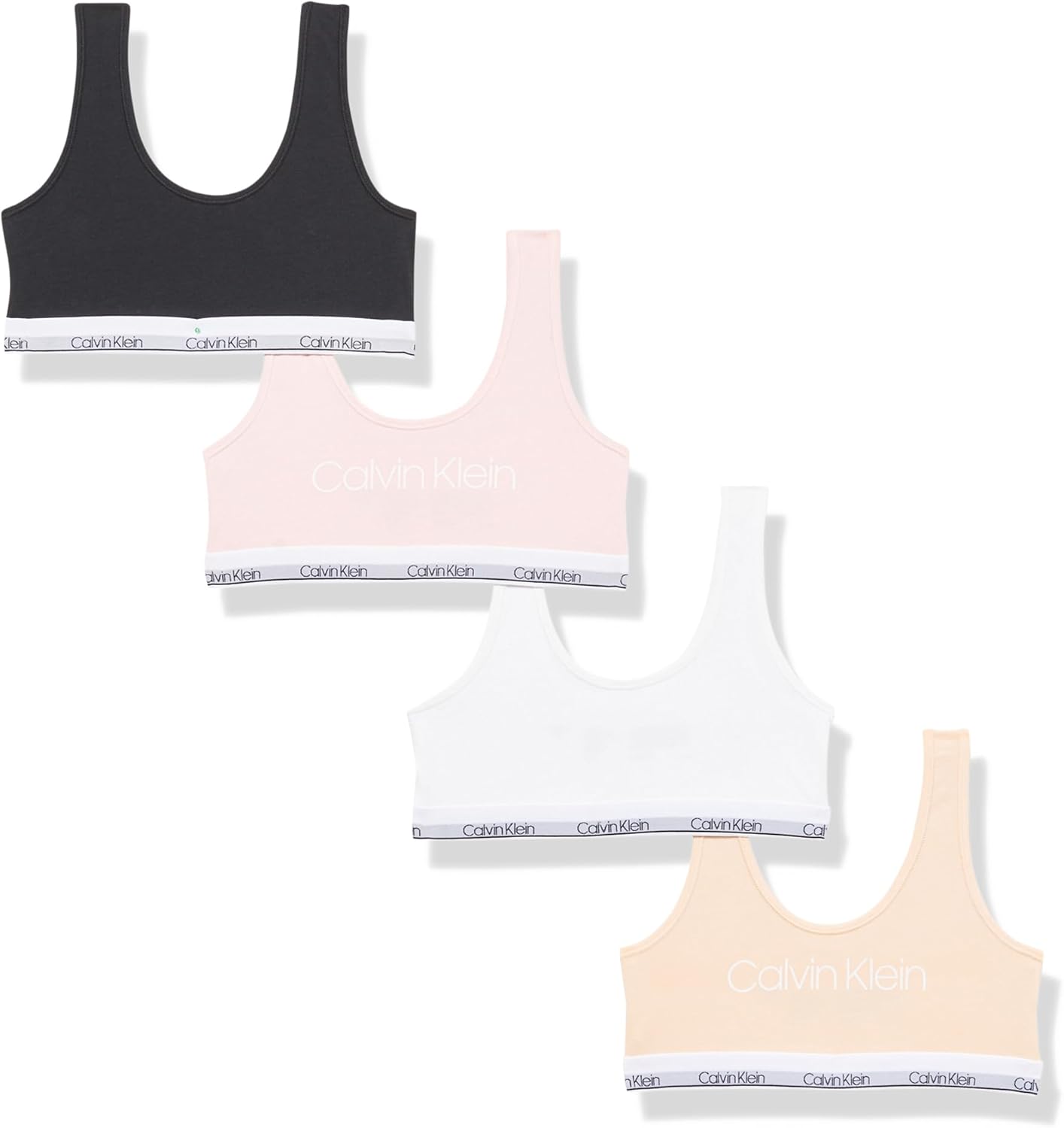 Классический хлопковый бюстгальтер-бралетт Calvin Klein для девочек, 4 пары, Black / Crystal Pink / White / Nude
Классический хлопковый бюстгальтер-бралетт Calvin Klein для девочек, 4 пары, Black / Crystal Pink / White / Nude