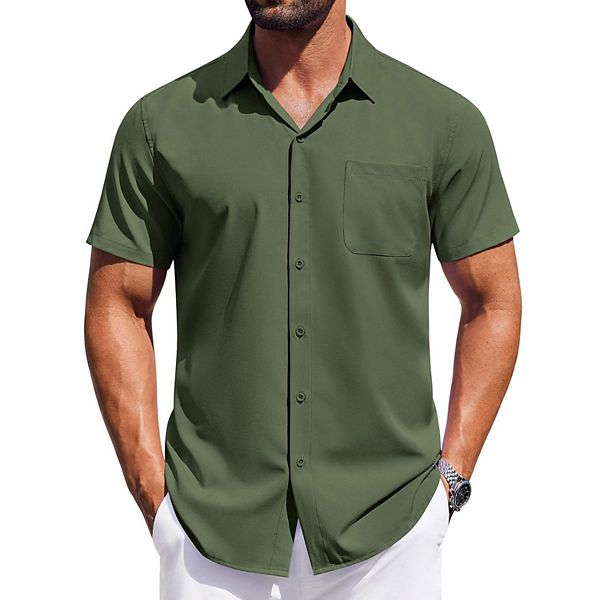 Мужская летняя пляжная рубашка с коротким рукавом Coofandy, Army Green
Мужская летняя пляжная рубашка с коротким рукавом Coofandy, Army Green