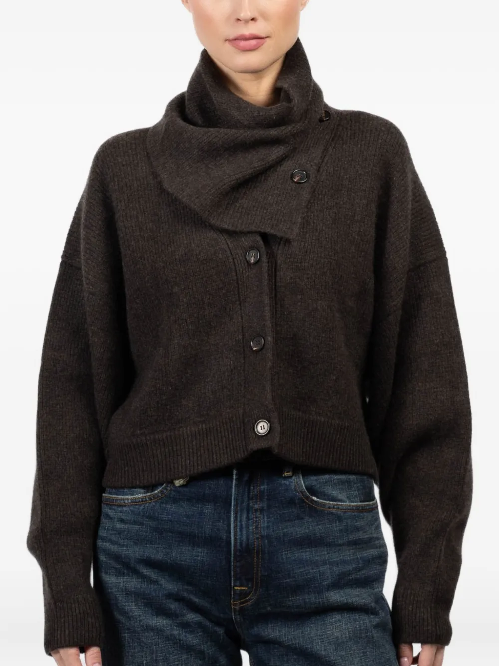 Кардиган с воротником-стойкой на пуговицах Le Kasha, коричневый
Кардиган с воротником-стойкой на пуговицах Le Kasha, коричневый