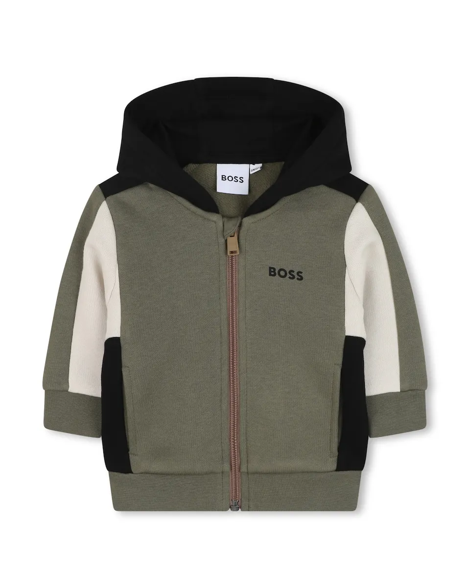 Детская толстовка в стиле color block с капюшоном и молнией BOSS Kidswear, военный зеленый
Детская толстовка в стиле color block с капюшоном и молнией BOSS Kidswear, военный зеленый